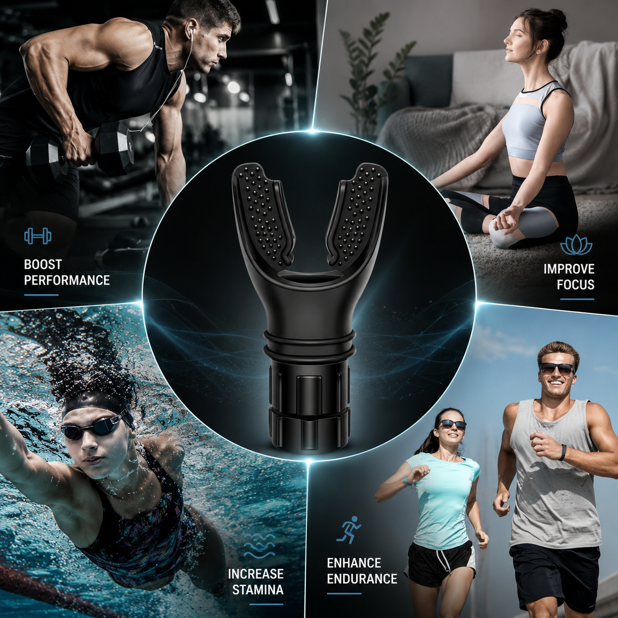 BreathFlex Pro Adjustable Breathing Trainer for Lung Capacity & Respiratory Fitness