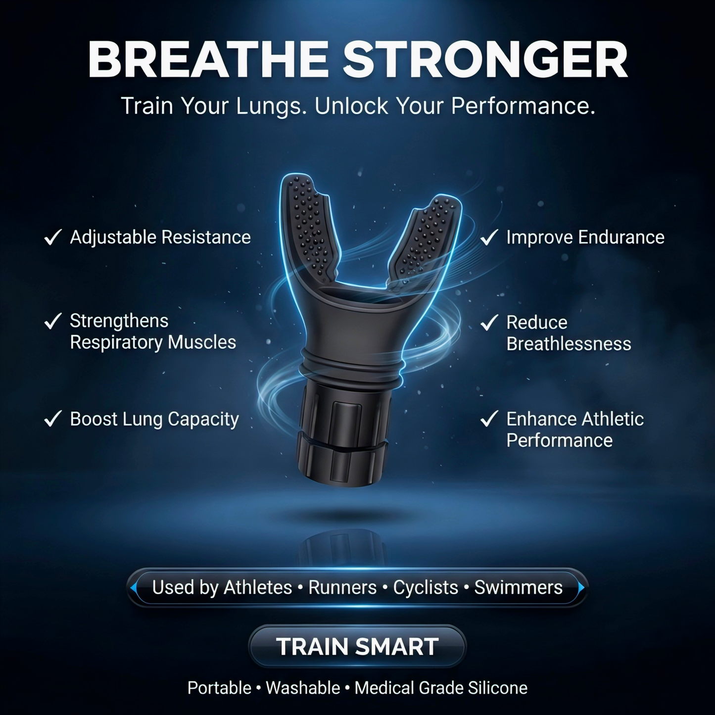 BreathFlex Pro Adjustable Breathing Trainer for Lung Capacity & Respiratory Fitness