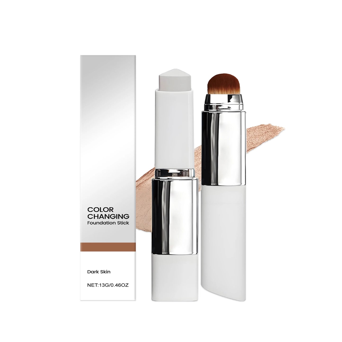 Color-Adjusting Foundation Stick – Moisturizing Full Coverage with Convenient Blending Brush