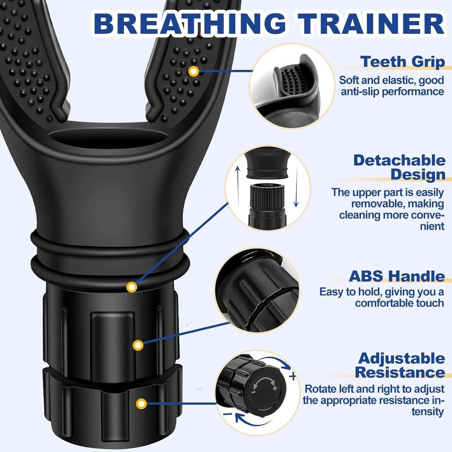 BreathFlex Pro Adjustable Breathing Trainer for Lung Capacity & Respiratory Fitness