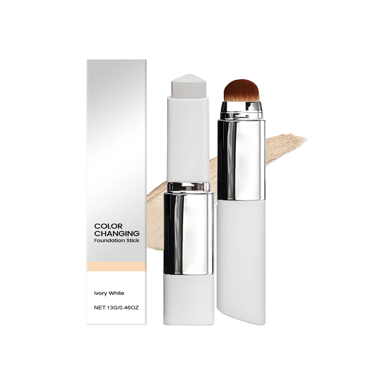 Color-Adjusting Foundation Stick – Moisturizing Full Coverage with Convenient Blending Brush