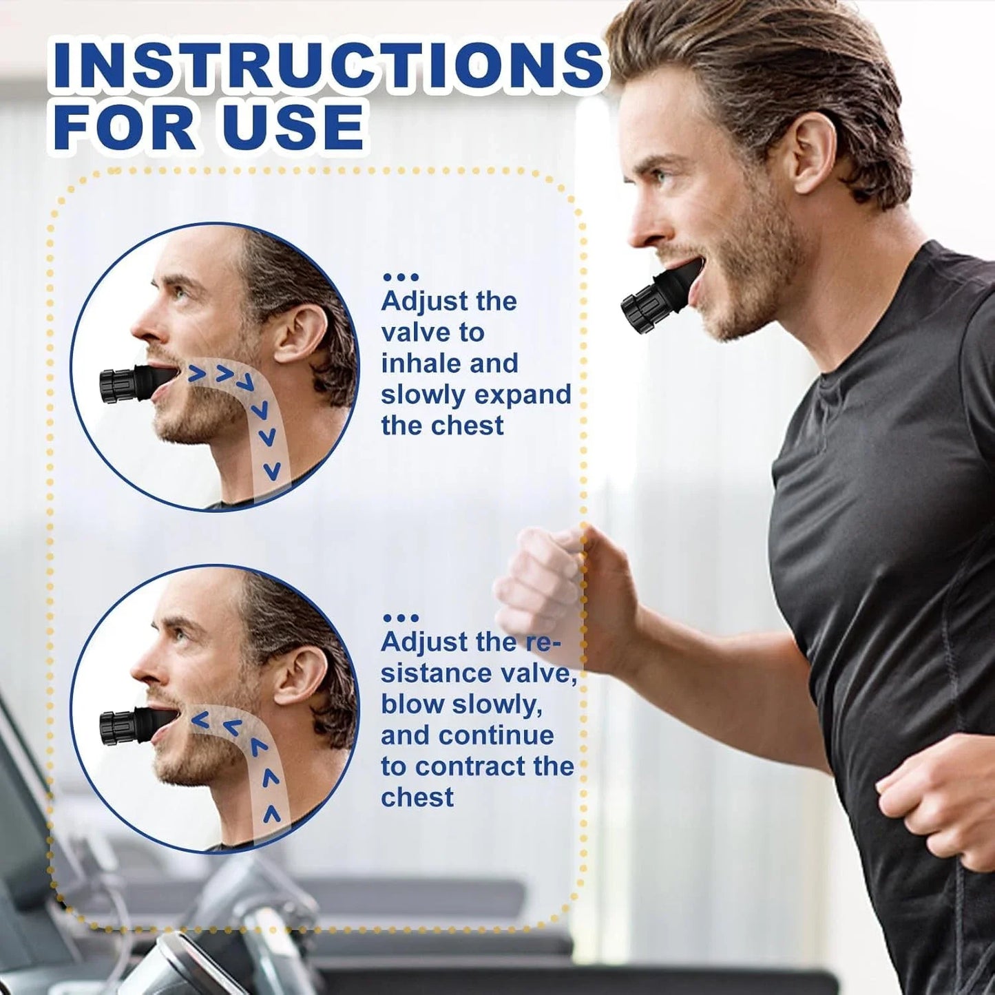 BreathFlex Pro Adjustable Breathing Trainer for Lung Capacity & Respiratory Fitness